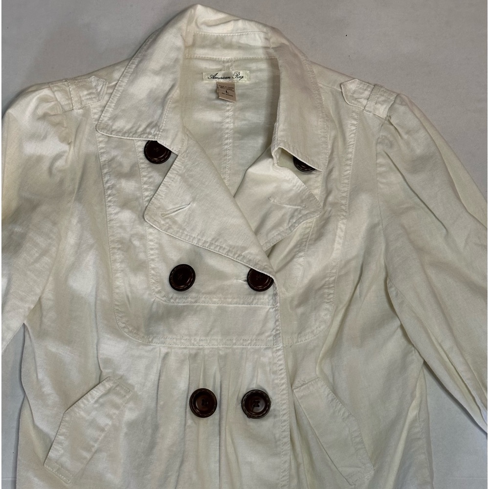 American Rag Lightweight Jacket Double Breasted Winter White Ladies L Rn#109986